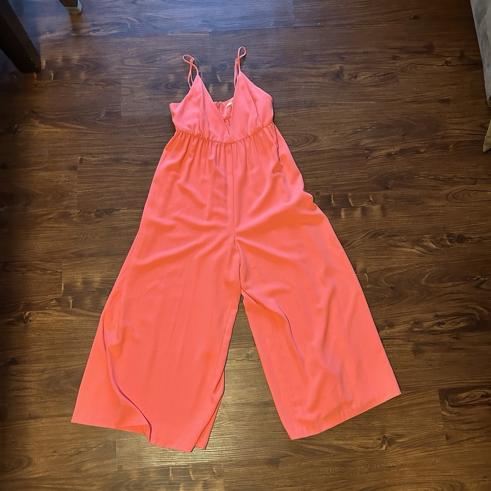 NWT Gianni Bini Hot Pink Romper Wide Leg Straps Boho Beachy Resort Vacation Sz 2